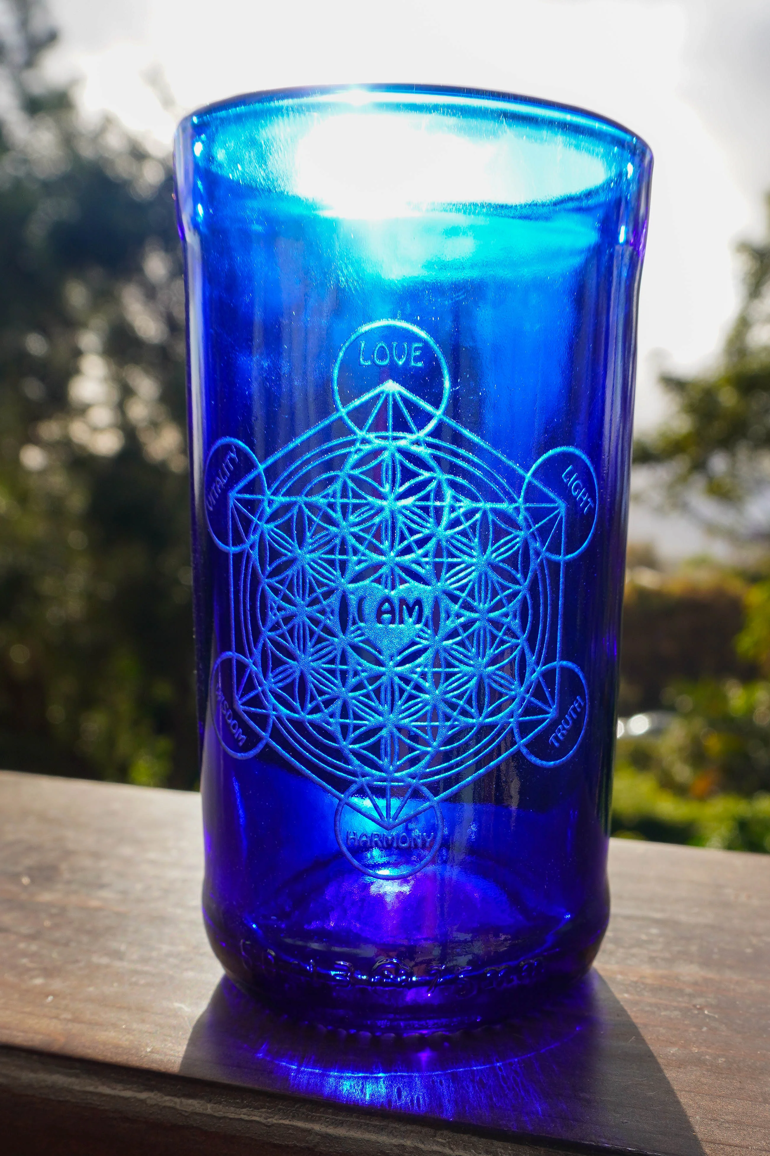 Cobalt Blue Glassware UPcycled & Sandblasted - Image 10