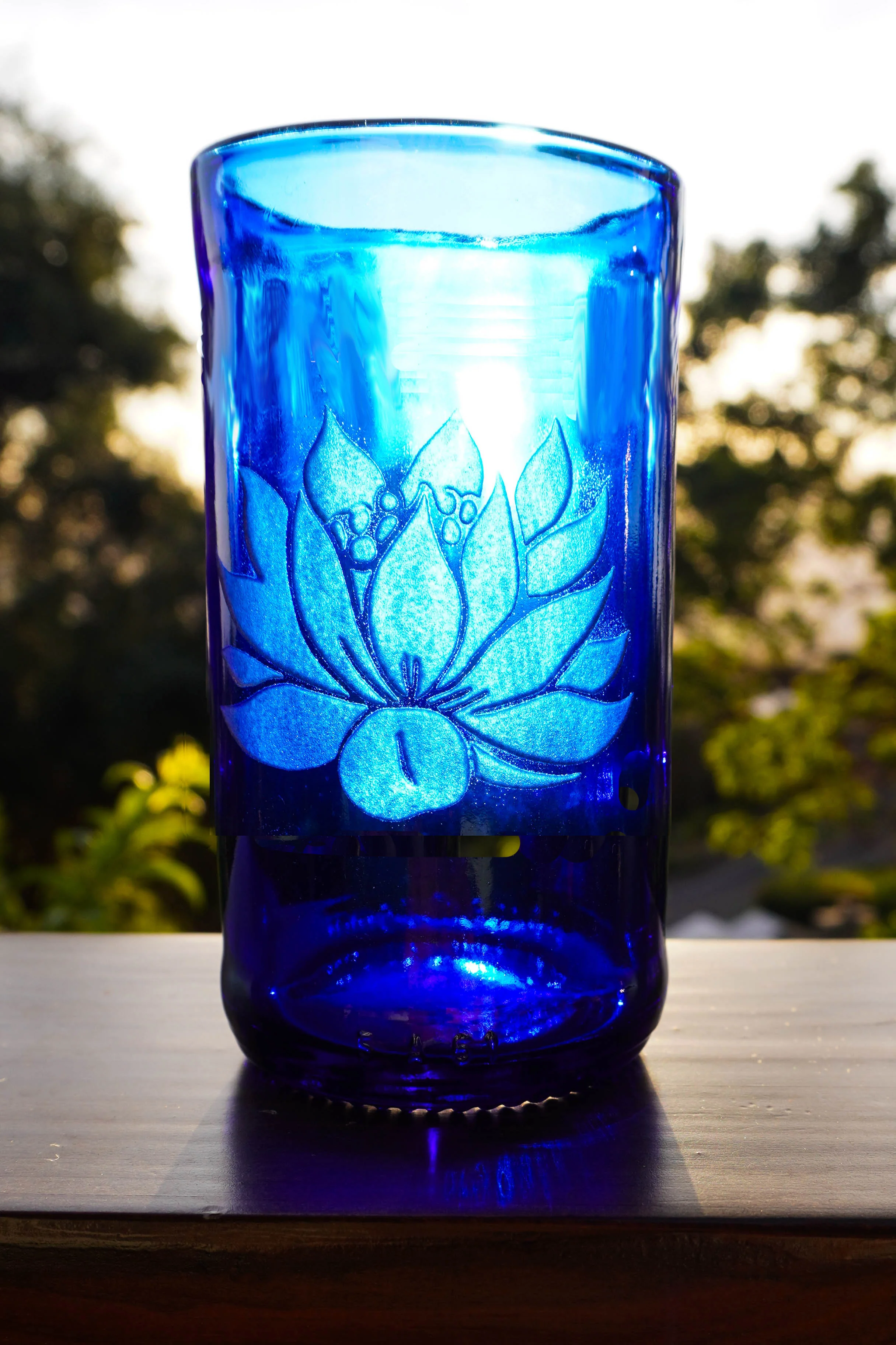 Cobalt Blue Glassware UPcycled & Sandblasted - Image 16