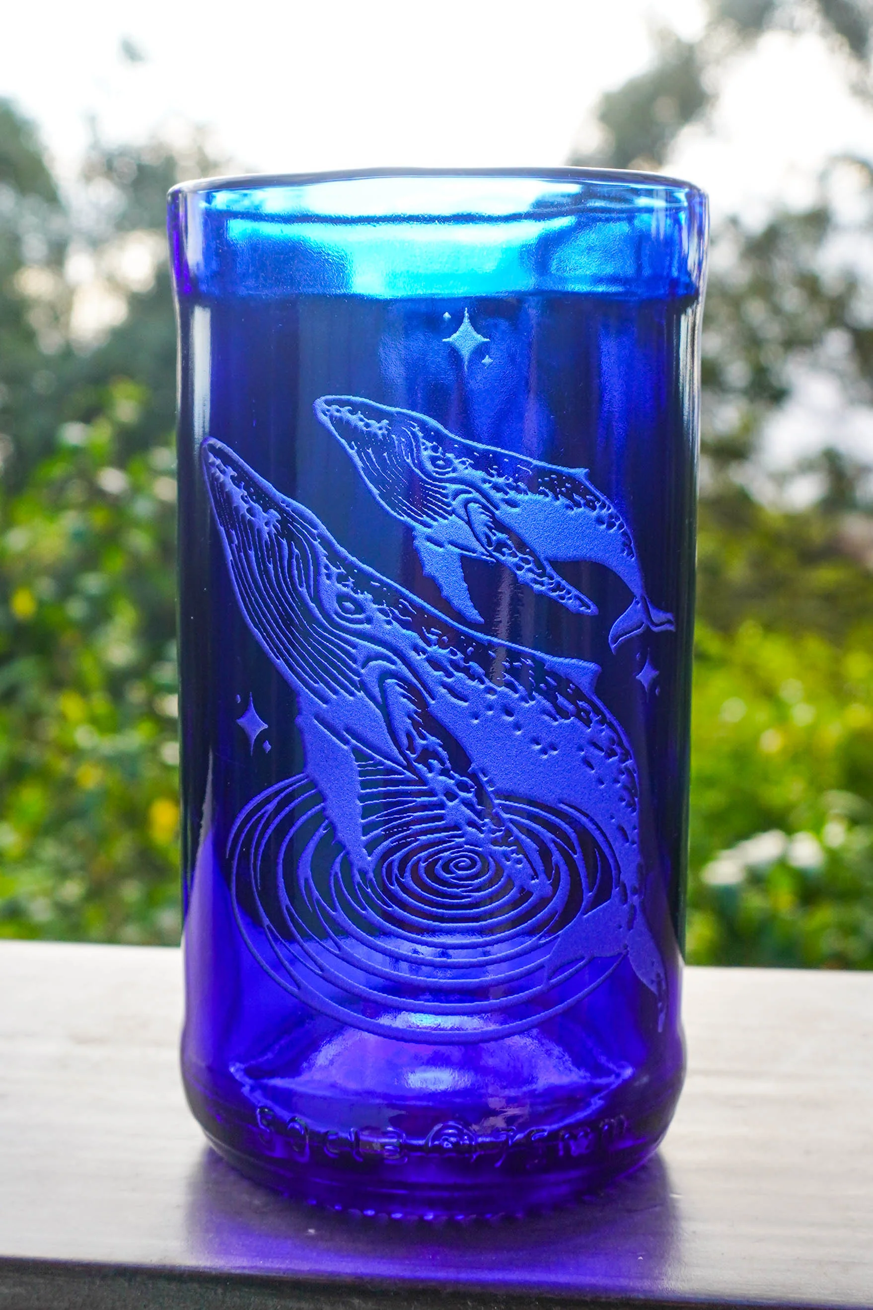 Cobalt Blue Glassware UPcycled & Sandblasted - Image 19