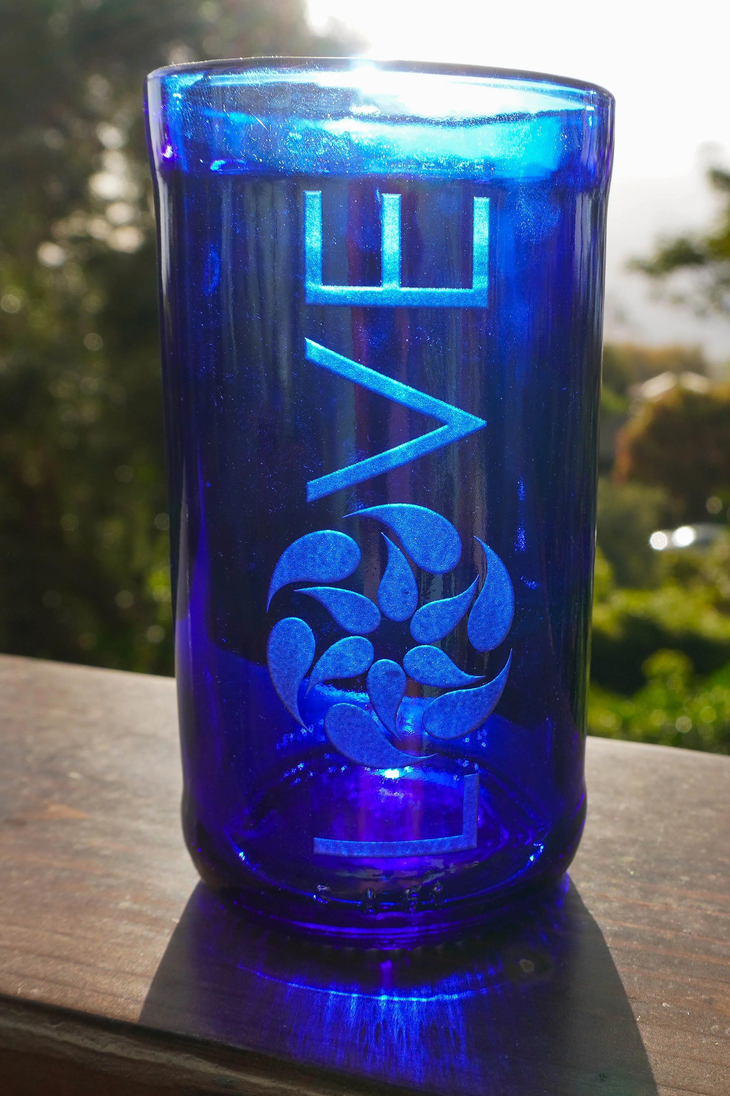 Cobalt Blue Glassware UPcycled & Sandblasted - Image 4