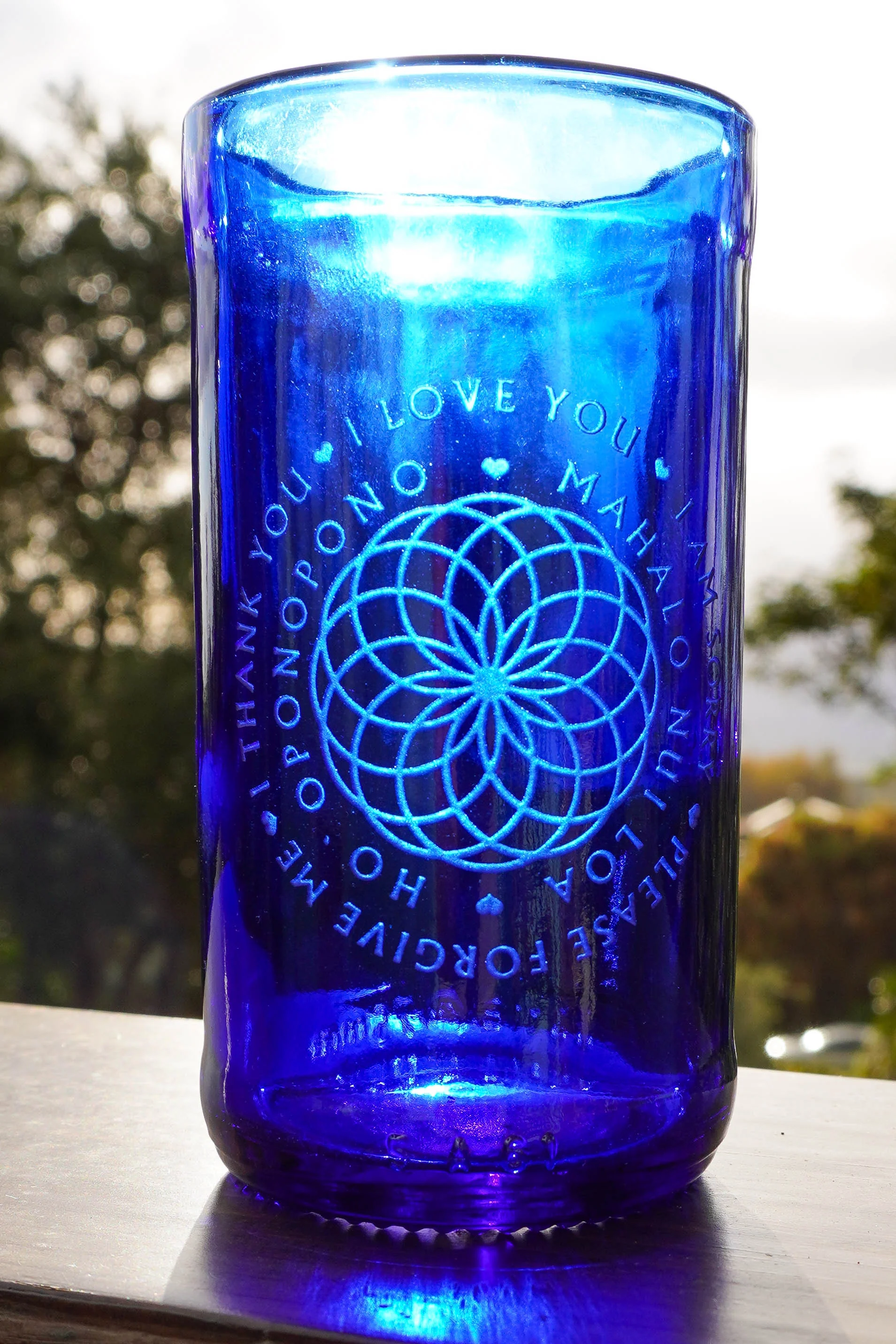 Cobalt Blue Glassware UPcycled & Sandblasted - Image 7