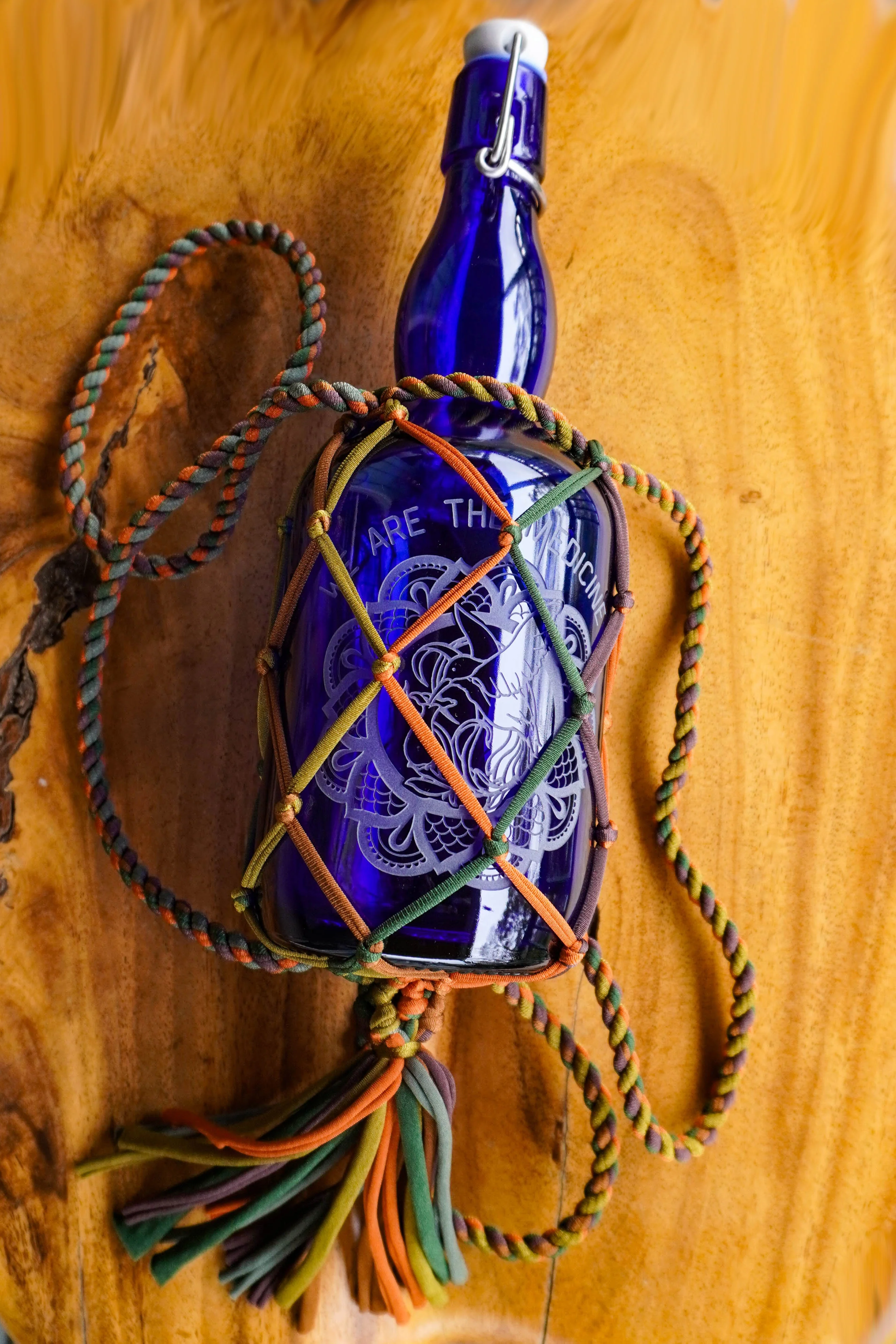 String Bottle Holder ~ BackPack w/Tassel - Image 8